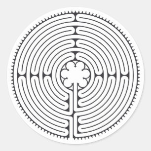 Labyrinth Kathedraal van Chartres Zwart-wit Ronde Sticker
