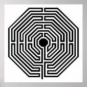 Labyrinth Maze Kathedraal van Amiens Zwart-wit Poster (Voorkant)