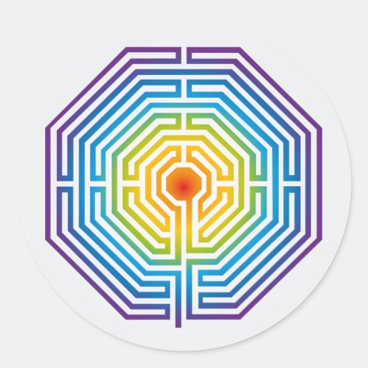 Labyrinth Maze Kathedraal van Amiens Zwart-wit Ronde Sticker (Voorkant)
