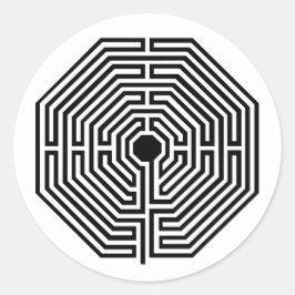 Labyrinth Maze Kathedraal van Amiens Zwart-wit Ronde Sticker