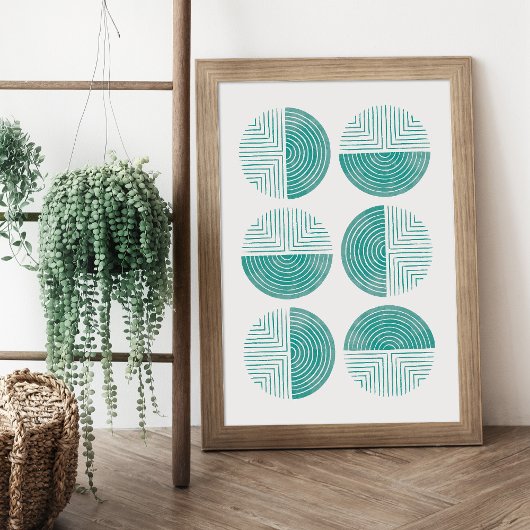 Labyrinth Moderne Circle Art Print - Jade