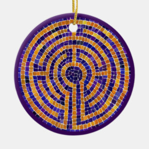 LABYRINTH MOSAIC Ceramic Circle Ornament
