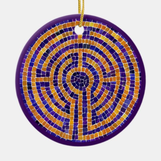 LABYRINTH MOSAIC Ceramic Circle Ornament (Voorkant)