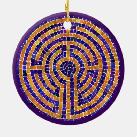 LABYRINTH MOSAIC Ceramic Circle Ornament (Achterkant)