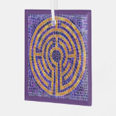 LABYRINTH MOSAIC Glass Square Ornament (Voorkant links)