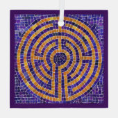 LABYRINTH MOSAIC Glass Square Ornament (Achterkant)