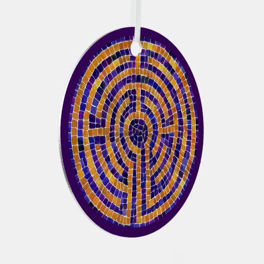 LABYRINTH MOSAIC Metal Circle Ornament (Voorkant Rechts)