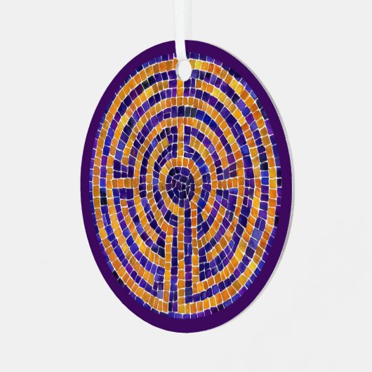 LABYRINTH MOSAIC Metal Circle Ornament (Voorkant links)