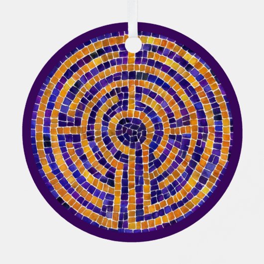 LABYRINTH MOSAIC Metal Circle Ornament (Achterkant)