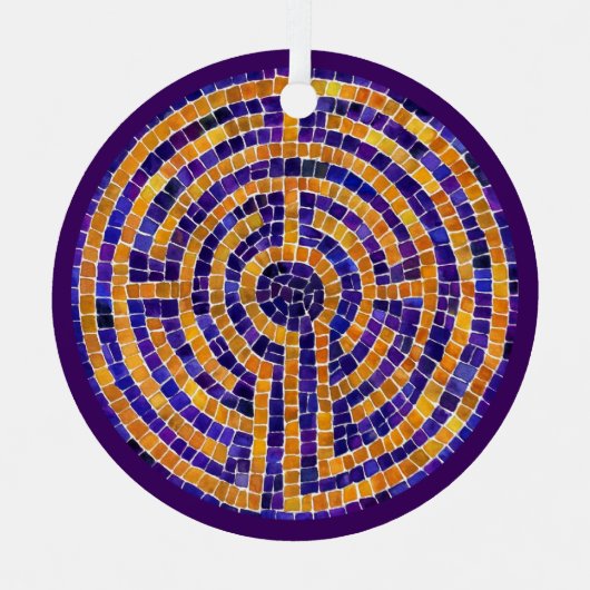 LABYRINTH MOSAIC Metal Circle Ornament (Voorkant)