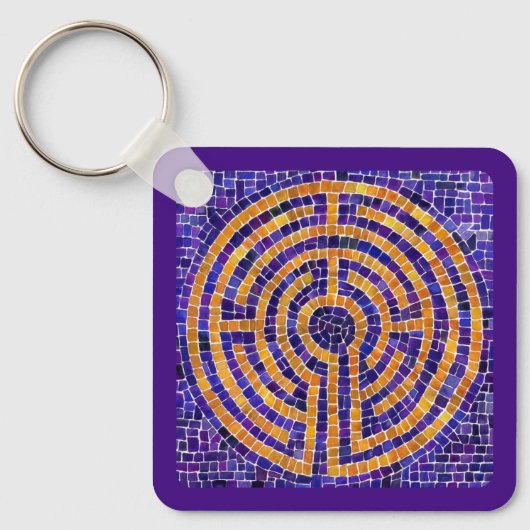 LABYRINTH MOSAIC Square Metal Sleutelhanger (Voorkant)