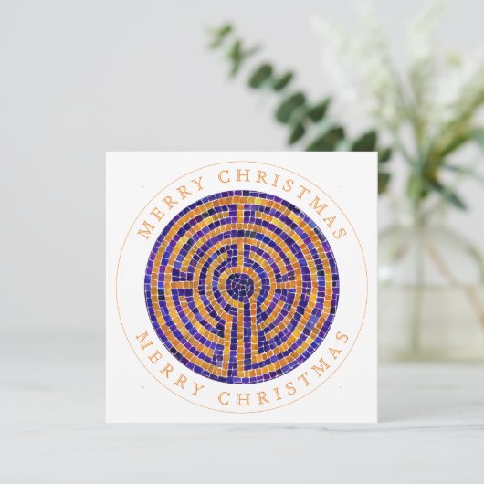 LABYRINTH MOZAÏEK Vierkant Platte Kerst Kaart (Staand voorkant)