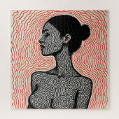 Labyrinth of Her Awakening – A Minimalist Portrait Legpuzzel (Verticaal)