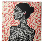 Labyrinth of Her Awakening – A Minimalist Portrait Tegeltje (Voorkant)