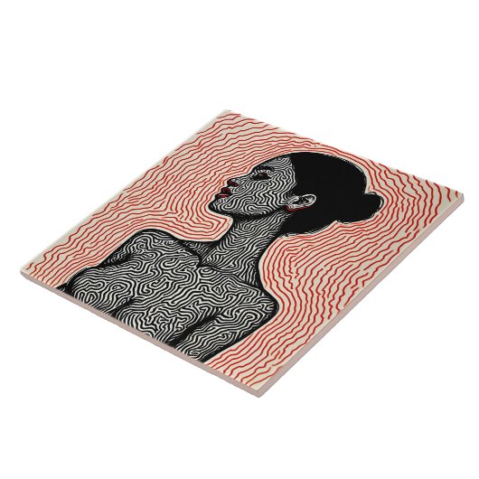 Labyrinth of Her Awakening – A Minimalist Portrait Tegeltje (Zijkant)