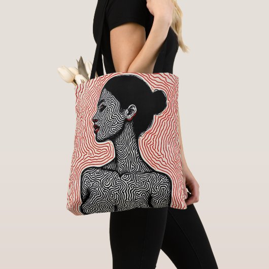 Labyrinth of Her Awakening – A Minimalist Portrait Tote Bag (Dichtbij)