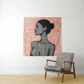 Labyrinth of Her Awakening – A Minimalist Portrait Wandkleed (In situ)