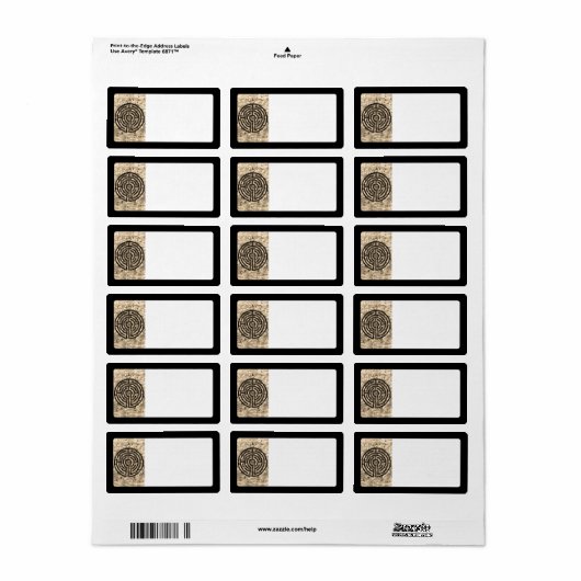 LABYRINTH V Adresetiketten - Zwart Etiket (Full Sheet)
