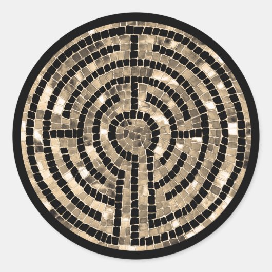 LABYRINTH V Grote ronde Stickers - Zwart (Voorkant)