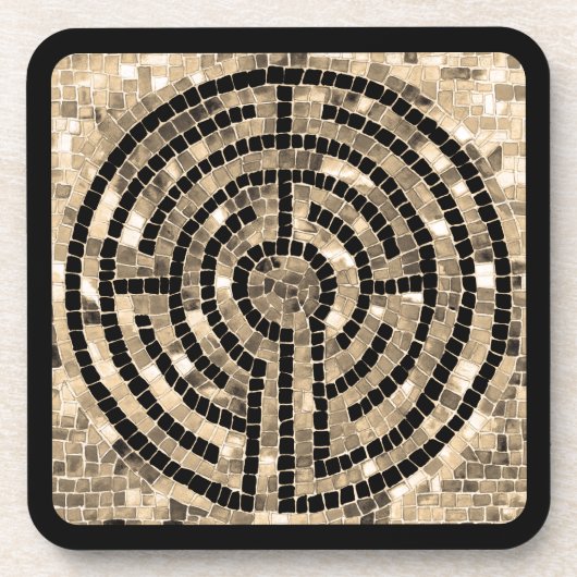 LABYRINTH V Harde Plastic Onderzetters - Zwart (Voorkant)