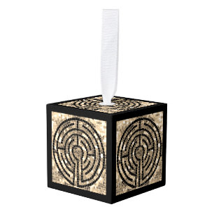 LABYRINTH V houten kubus Ornament