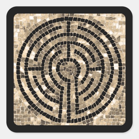 LABYRINTH V Kleine vierkante Stickers - Zwart (Voorkant)