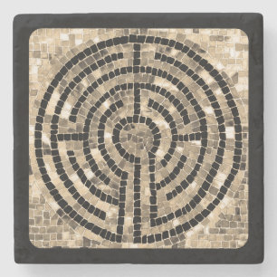 LABYRINTH V Marmeren Onderzetter - Zwart