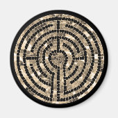 LABYRINTH V ronde magneet - Zwart (Voorkant)