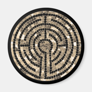 LABYRINTH V ronde magneet - Zwart