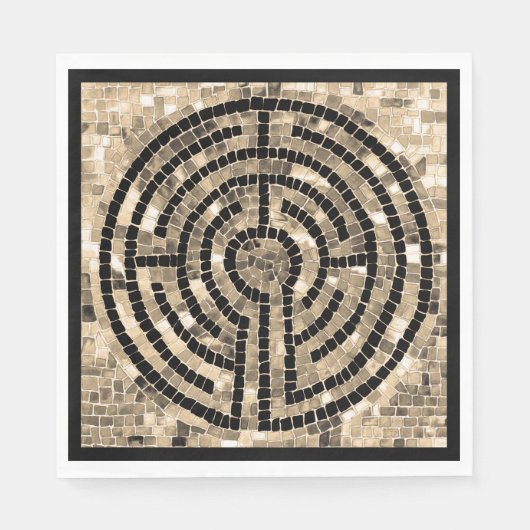 LABYRINTH V Standaard Lunch Servet - Zwart (Voorkant)