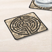 LABYRINTH V Vierkante Papier Onderzetters - Zwart (Schuin)