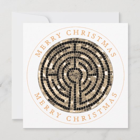 LABYRINTH V Vierkante Vlakke Kerstmis Kaart (Voorkant)
