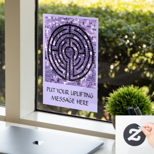 LABYRINTH VI 8x11 Venster Cling +Text - Amethist Raamsticker (Kantoor)