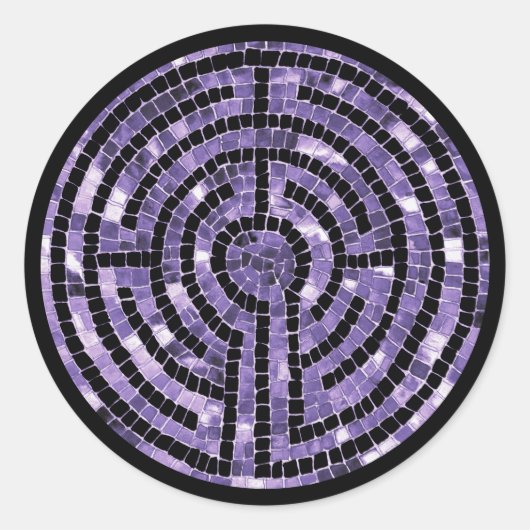 LABYRINTH VI Grote ronde Stickers - Zwart (Voorkant)