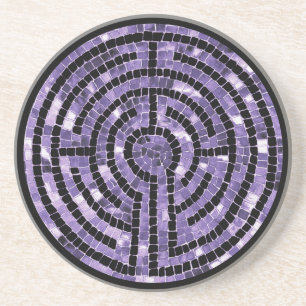 LABYRINTH VI Zandsteen Onderzetter - Zwart