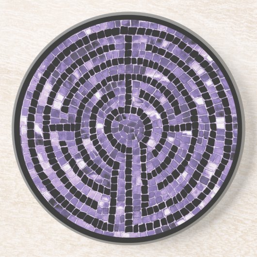 LABYRINTH VI Zandsteen Onderzetter - Zwart (Voorkant)