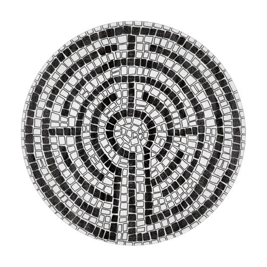 LABYRINTH VII 12"Ronde Glassnijplank Snijplank (Voorkant)