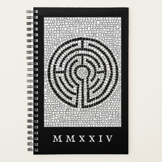 LABYRINTH VII 5.5x8.5 Planner + Tekst / Zwart (Voorkant)