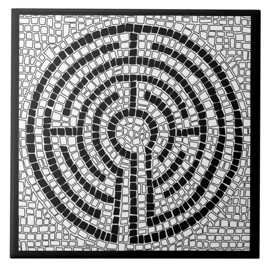 LABYRINTH VII 6x6 Keramische Tegel - Zwart Tegeltje (Voorkant)