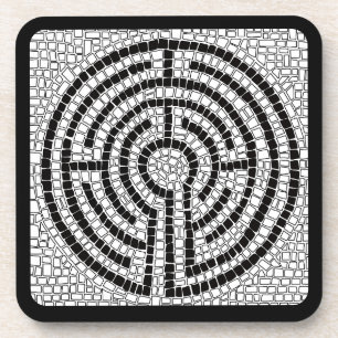 LABYRINTH VII Harde Plastic Onderzetters - Zwart