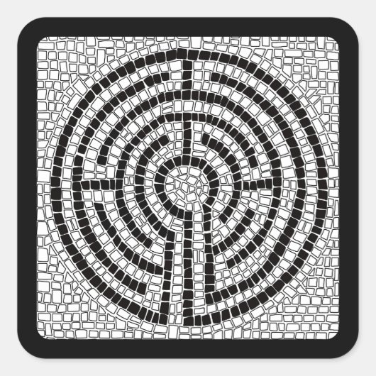 LABYRINTH VII Kleine vierkante Stickers - Zwart (Voorkant)