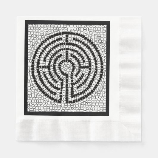 LABYRINTH VII Lunch Servet - Zwart (Voorkant)
