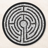 LABYRINTH VII Ronde Papieren Onderzetters - Zwart (Voorkant)