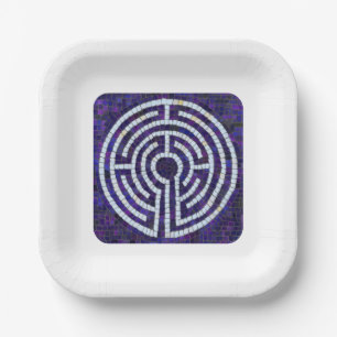 LABYRINTH VIII 7" Vierkante Papieren Borden - Wit Bordje