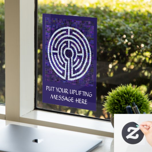 LABYRINTH VIII 8x11 Venster Cling +Text - Violet Raamsticker (Kantoor)