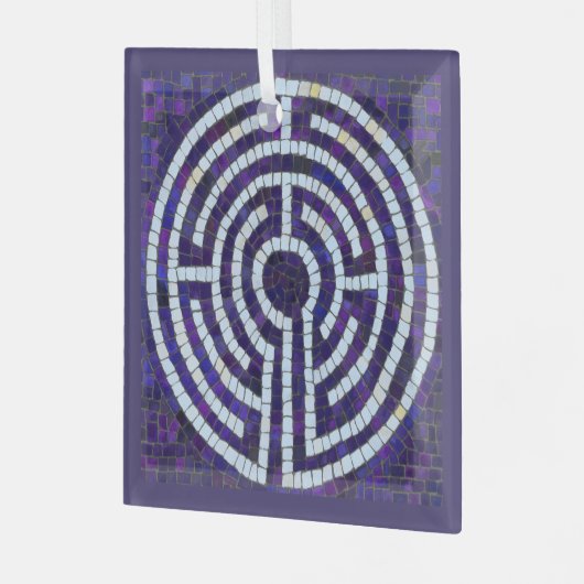 LABYRINTH VIII Glazen Vierkant Ornament (Voorkant links)