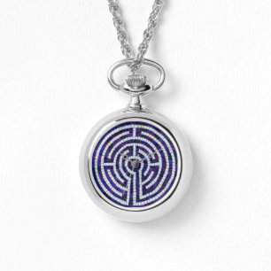 LABYRINTH VIII Zilveren Horloge Hanger