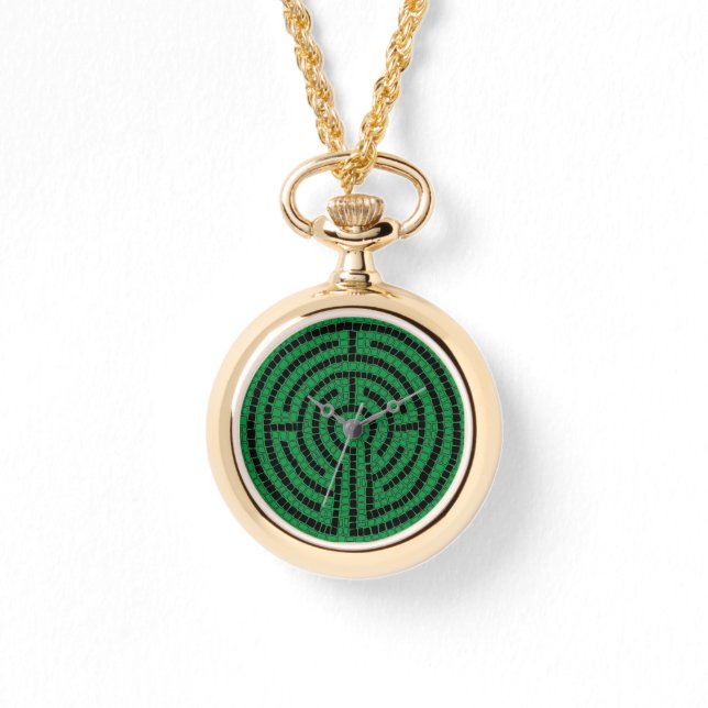 LABYRINTH XI Gouden halsketting horloge (Voorkant)