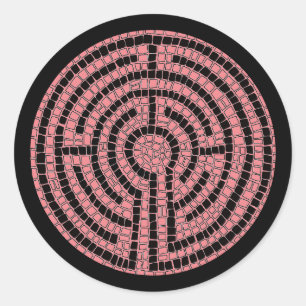 LABYRINTH XVI Kleine Ronde Stickers / Zwart