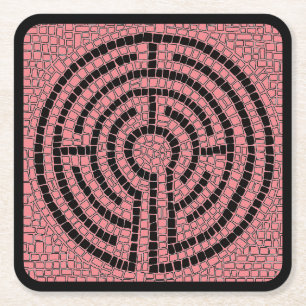 LABYRINTH XVI Vierkante Papier Onderzetters / Zwar